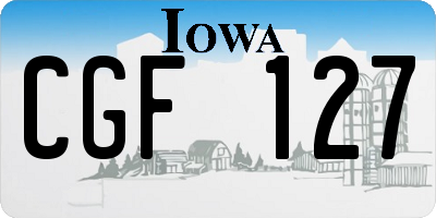 IA license plate CGF127