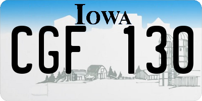 IA license plate CGF130