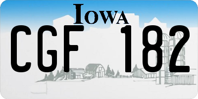 IA license plate CGF182
