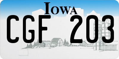 IA license plate CGF203