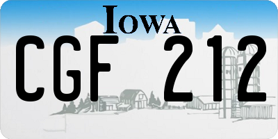 IA license plate CGF212