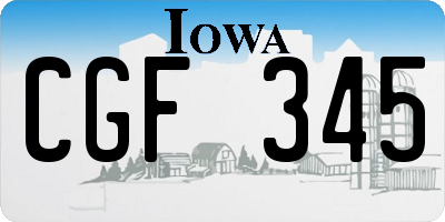 IA license plate CGF345