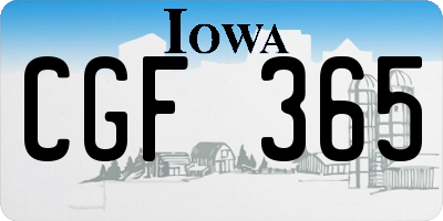 IA license plate CGF365
