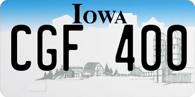 IA license plate CGF400