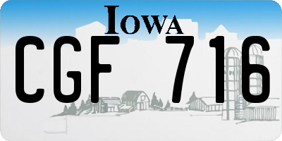 IA license plate CGF716