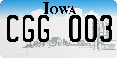 IA license plate CGG003