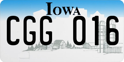 IA license plate CGG016
