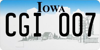 IA license plate CGI007
