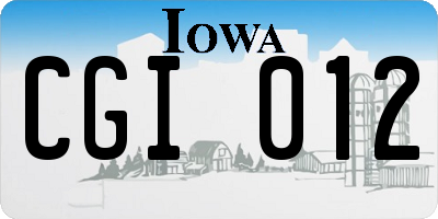IA license plate CGI012