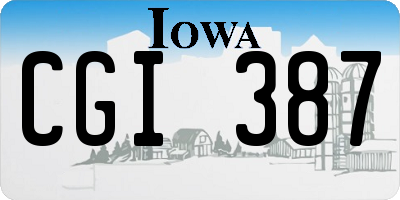 IA license plate CGI387