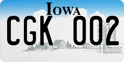 IA license plate CGK002