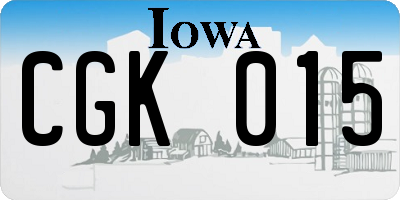 IA license plate CGK015