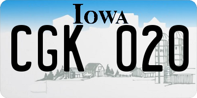 IA license plate CGK020