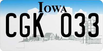IA license plate CGK033