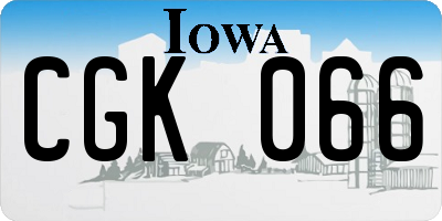 IA license plate CGK066
