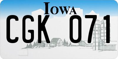 IA license plate CGK071