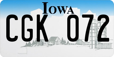IA license plate CGK072