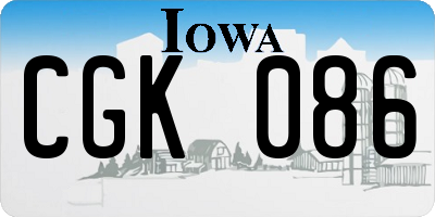 IA license plate CGK086