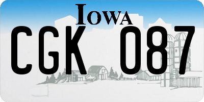 IA license plate CGK087