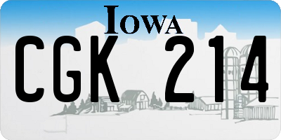 IA license plate CGK214