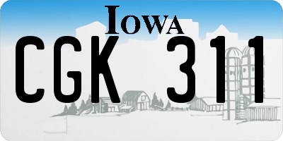 IA license plate CGK311