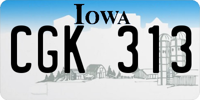 IA license plate CGK313