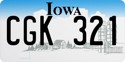 IA license plate CGK321