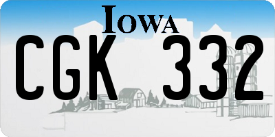 IA license plate CGK332