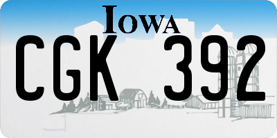 IA license plate CGK392