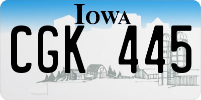 IA license plate CGK445