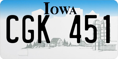 IA license plate CGK451