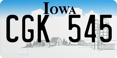 IA license plate CGK545