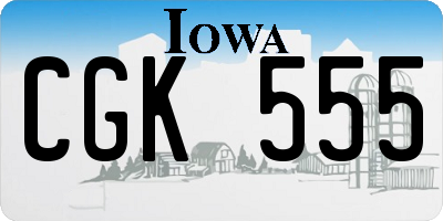 IA license plate CGK555