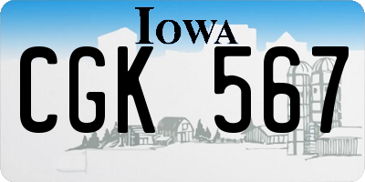 IA license plate CGK567