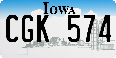 IA license plate CGK574