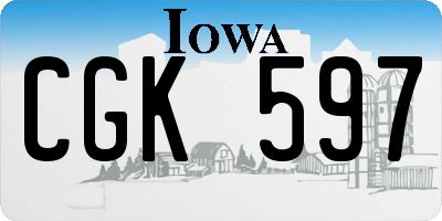 IA license plate CGK597