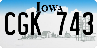 IA license plate CGK743