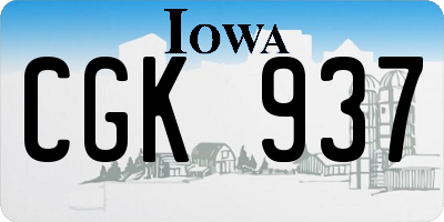 IA license plate CGK937