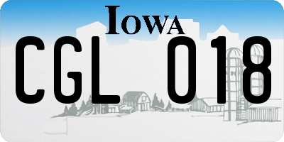 IA license plate CGL018