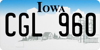 IA license plate CGL960
