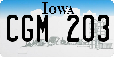 IA license plate CGM203