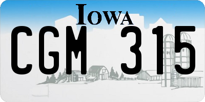 IA license plate CGM315