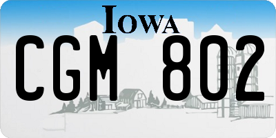 IA license plate CGM802