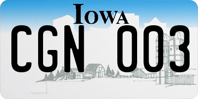 IA license plate CGN003