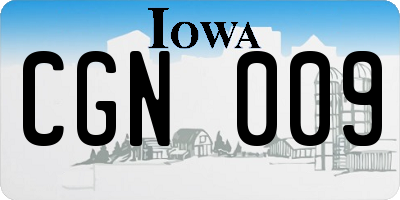 IA license plate CGN009