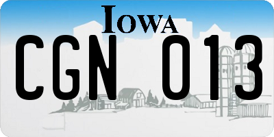 IA license plate CGN013
