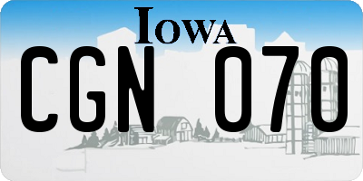 IA license plate CGN070