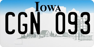 IA license plate CGN093