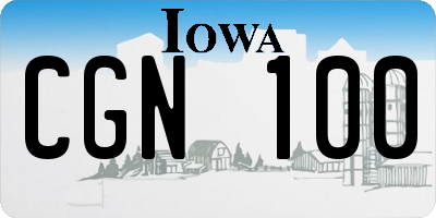 IA license plate CGN100