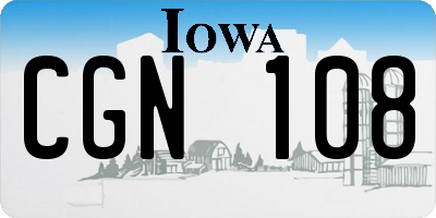 IA license plate CGN108